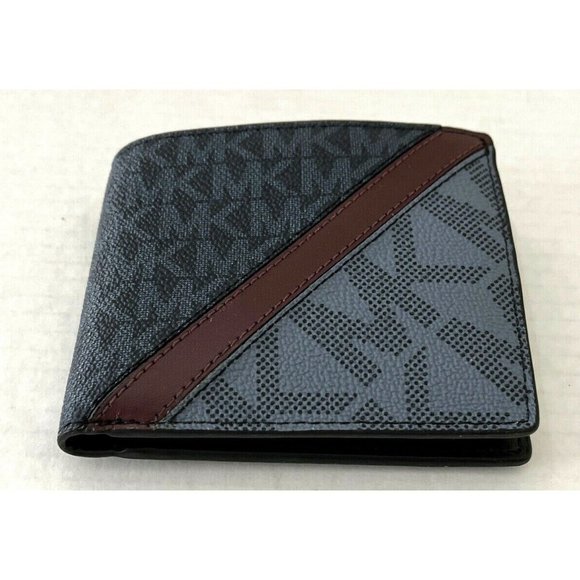 New Michael Kors Cooper Men's Billfold Wallet Admiral / Denim multi - Picture 5 of 5